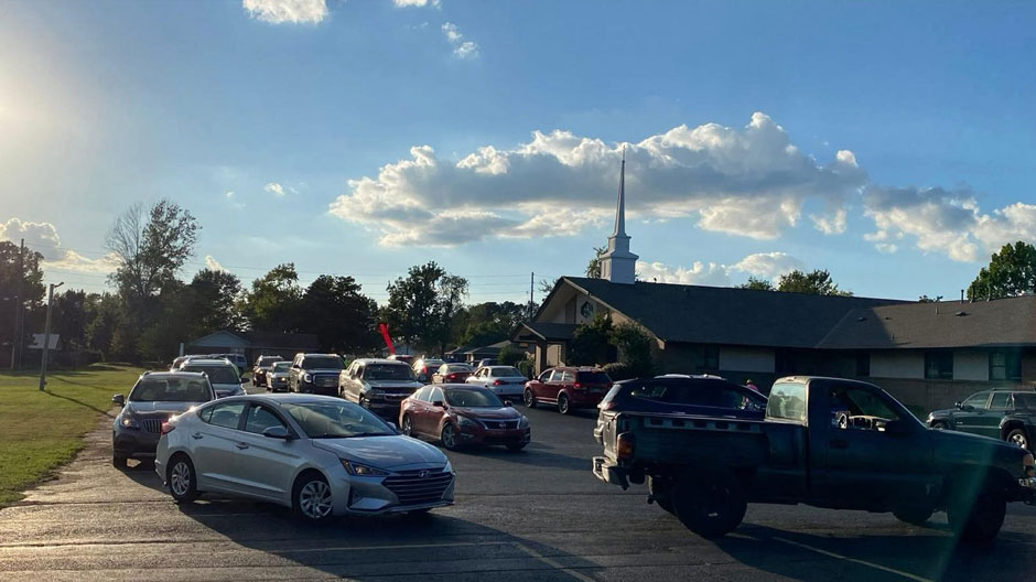 drive-thru food pantry at Grace Chapel United Methodist Church