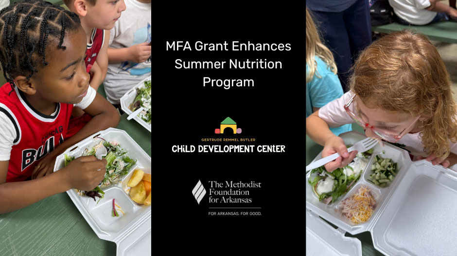 children eating lunch through child development center summer nutrition program