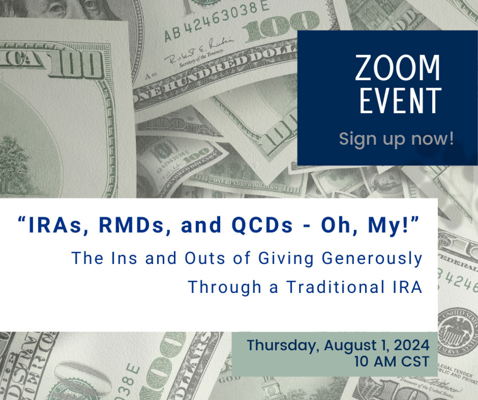 IRAs, RMDs, and QCDs - Oh, My! The Ins and Outs of Giving Generously Through a Traditional IRA
